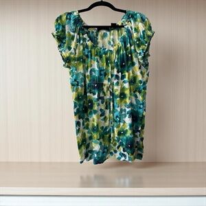 Axcess Green and Blue Floral Blouse